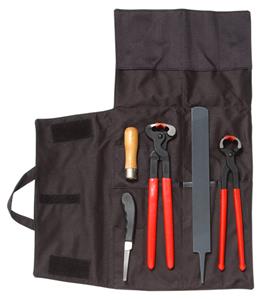 PRO IRON GEAR Horse Tool KIT Farrier Tool KIT,8 Pieces Instruments Kit with Leather Roll Up Wallet 